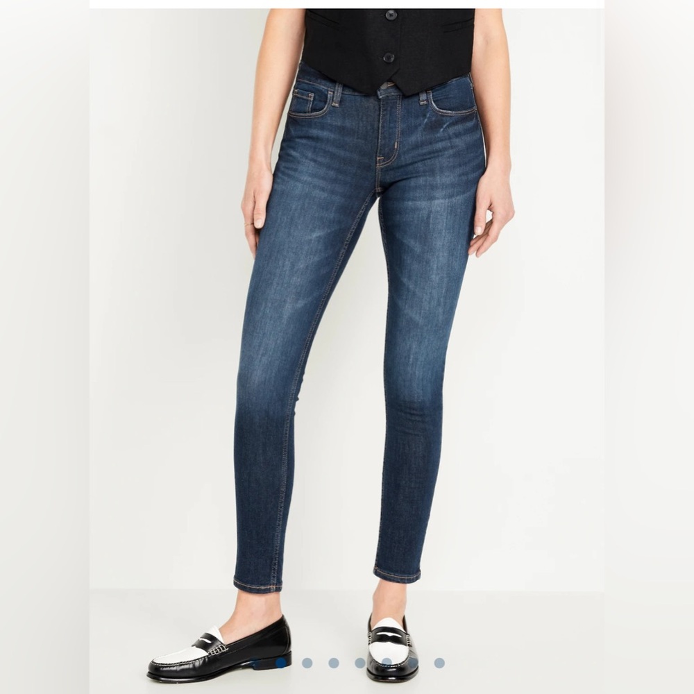 🆕 Old Navy Women’s Mid-Rise Rockstar Super-Skinny Jeans 14 Large Dark Wash - Picture 6 of 16